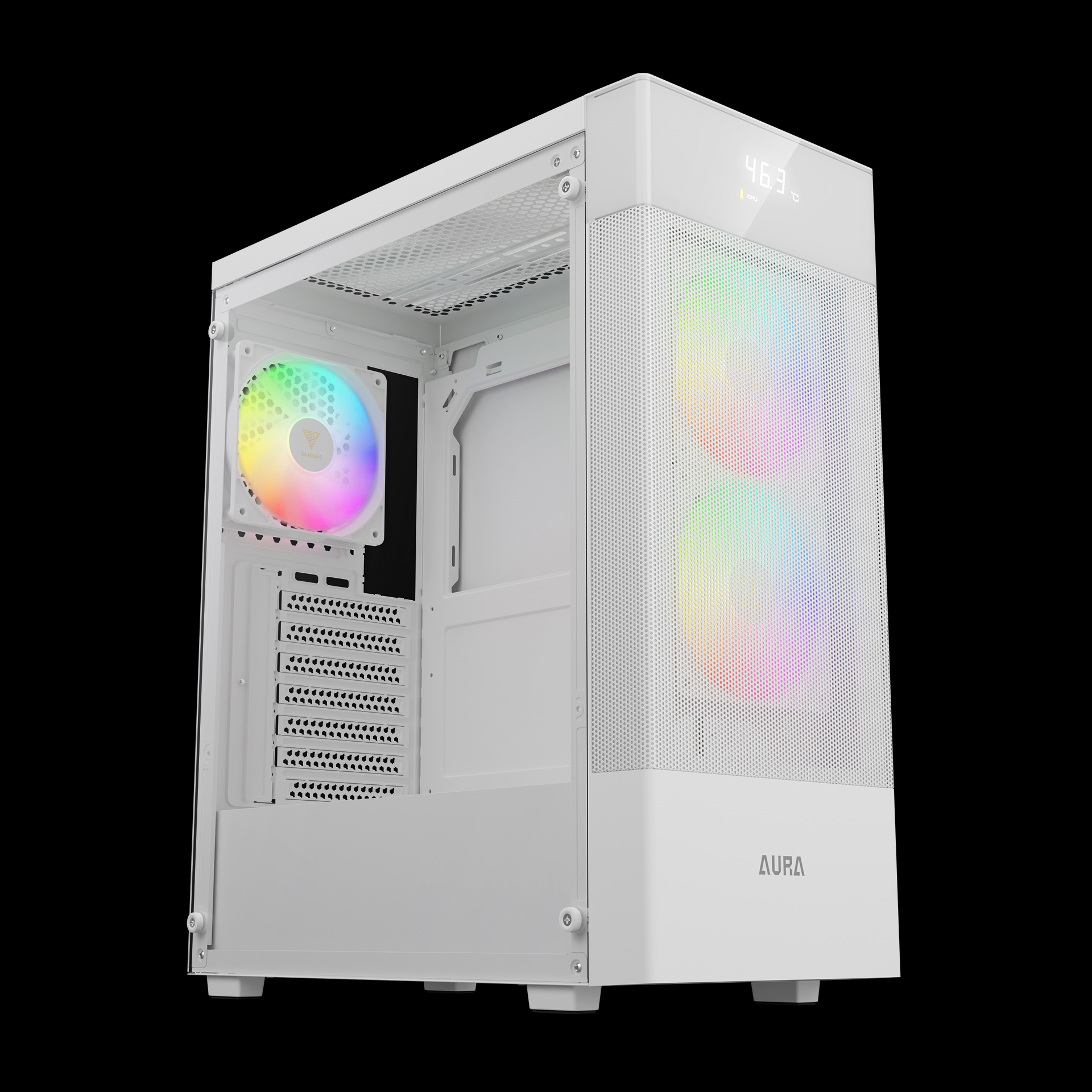GAMDIAS AURA GC5 ELITE ARGB Mid Tower Gaming Case - White GAMDIAS AURA GC5 ELITE ARGB Mid Tower Gaming Case - White